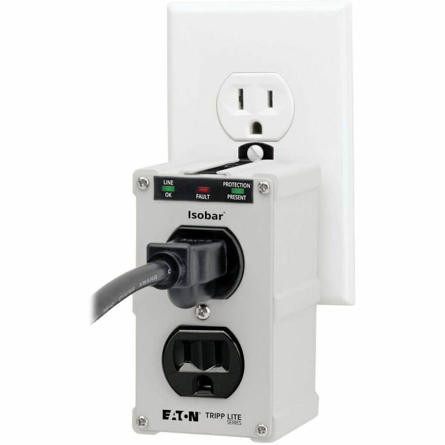 Eaton Tripp Lite Series Isobar 2-Outlet Surge Protector, Direct Plug-In, 1410 Joules, Diagnostic LEDs, Metal Housing — ISOBLOK2-0