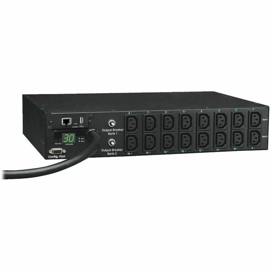 Eaton 5.5kW Single-Phase Switched PDU - LX Interface, 208/230V Outlets (16 C13), L6-30P Input, 12 ft. (3.66 m) Cord, 2U Rack-Mount, TAA — PDUMH30HVNET