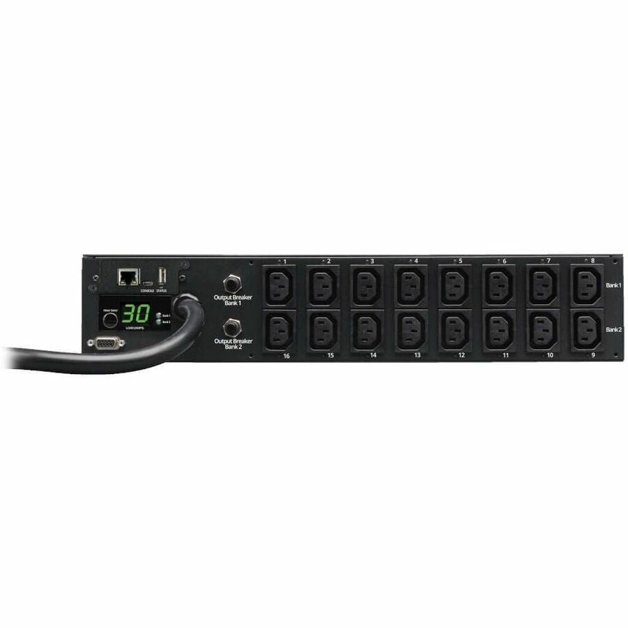 Eaton 5.5kW Single-Phase Switched PDU - LX Interface, 208/230V Outlets (16 C13), L6-30P Input, 12 ft. (3.66 m) Cord, 2U Rack-Mount, TAA — PDUMH30HVNET