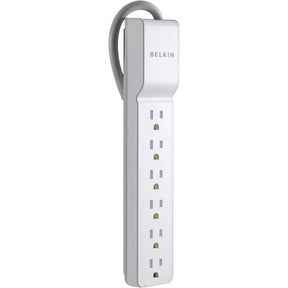Belkin 6 Outlet Home/Office Surge Protector - 2.5 foot Cable - White - 555 Joules — BE106000-2.5