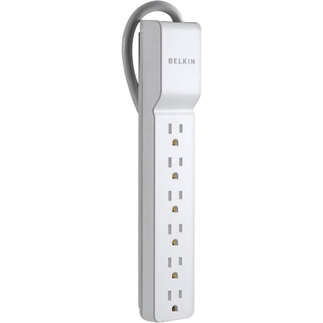 Belkin 6 Outlet Home/Office Surge Protector - 2.5 foot Cable - White - 555 Joules — BE106000-2.5