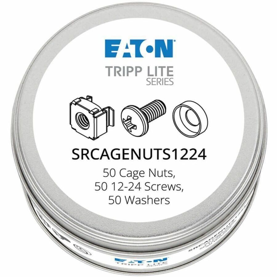 Eaton Tripp Lite Series SmartRack Square Hole Hardware Kit with 50 pcs 12-24 screws and washers — SRCAGENUTS1224