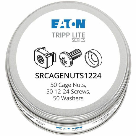 Eaton Tripp Lite Series SmartRack Square Hole Hardware Kit with 50 pcs 12-24 screws and washers — SRCAGENUTS1224