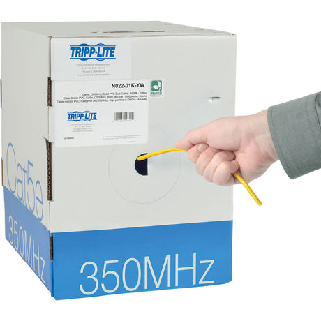 Eaton Tripp Lite Series Cat5e 350 MHz Solid Core (UTP) PVC Bulk Ethernet Cable - Yellow, 1000 ft. (304.8 m), TAA — N022-01K-YW