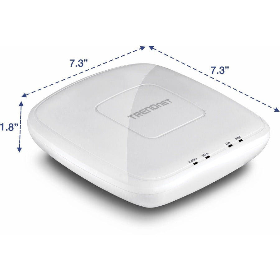 TRENDnet AC1750 Dual Band PoE Access Point, 1300Mbps WiFi AC+450 Mbps WiFi N, WDS Bridge, WDS Station, Repeater Modes, Band Steering, WiFi Traffic Shaping, IPv6, White, TEW-825DAP