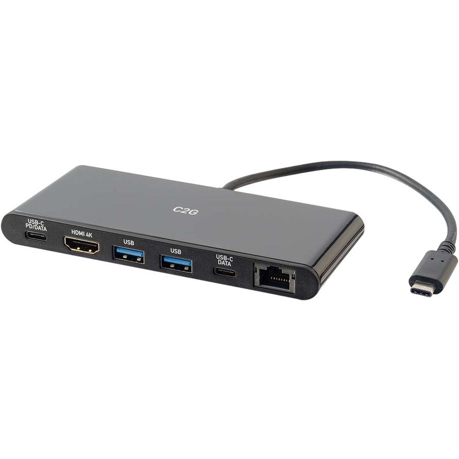 C2G USB-C 6-in-1 Dual Display Docking Station - 60W Power Supply, HDMI, Ethernet, USB, 3.5mm Audio and Power Delivery - 4K 30Hz — 28845