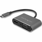 StarTech.com USB C to VGA and HDMI Adapter - Aluminum - USB-C Multiport Adapter - 6 in / 15.24 cm Built-In Cable — CDP2HDVGA