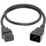 Eaton Tripp Lite Series Power Extension Cord, C19 to C20 - Heavy-Duty, 15A, 250V, 14 AWG, 3 ft. (0.91 m), Black — P036-003-15A