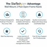 StarTech.com 2-Post 12U Heavy-Duty Wall Mount Network Rack, 19" Open Frame Server Rack with Adjustable Depth, Data Rack for IT Equipment~ — RK12WALLOA