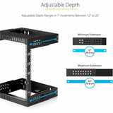 StarTech.com 2-Post 12U Heavy-Duty Wall Mount Network Rack, 19" Open Frame Server Rack with Adjustable Depth, Data Rack for IT Equipment~ — RK12WALLOA