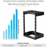 StarTech.com 2-Post 12U Heavy-Duty Wall Mount Network Rack, 19" Open Frame Server Rack with Adjustable Depth, Data Rack for IT Equipment~ — RK12WALLOA