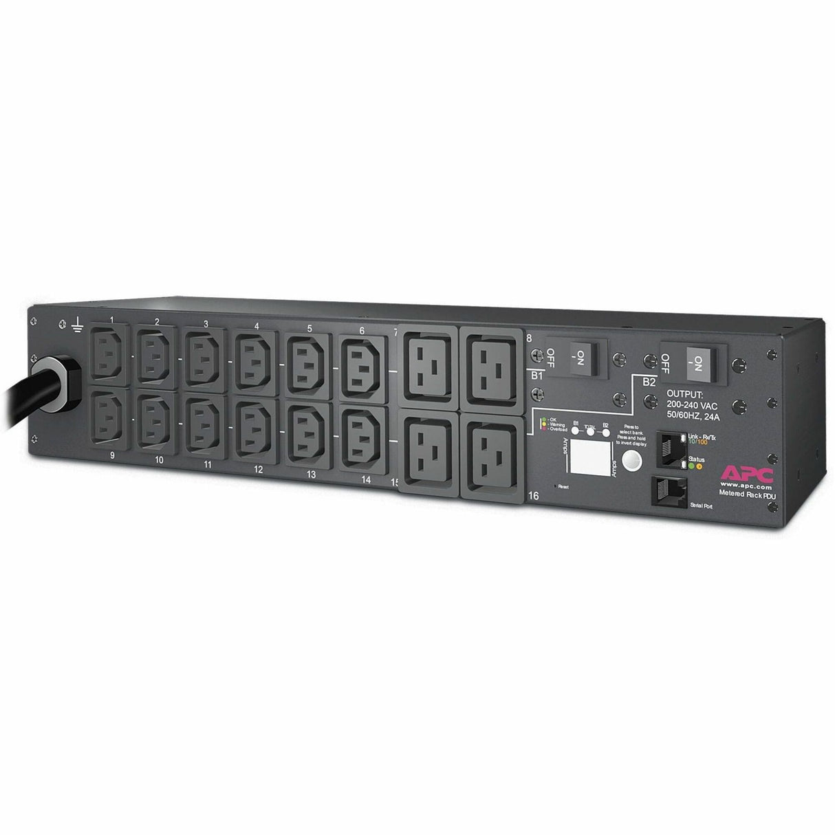 APC NetShelter Rack PDU, Metered, 2U, 5.0kW 208V 30A, (12) C13, (4) C19 outlets — AP7811B