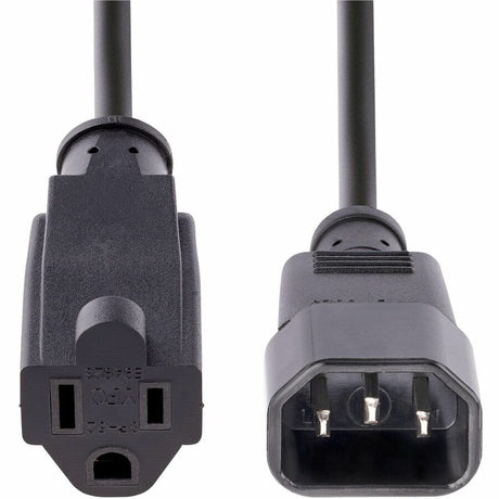 StarTech.com 1ft (0.3m) Power Extension Cord, IEC C14 to NEMA 5-15R, 10A 125V, 18AWG, Black, Outlet Extension Cable for Network Equipment — PAC10010PK