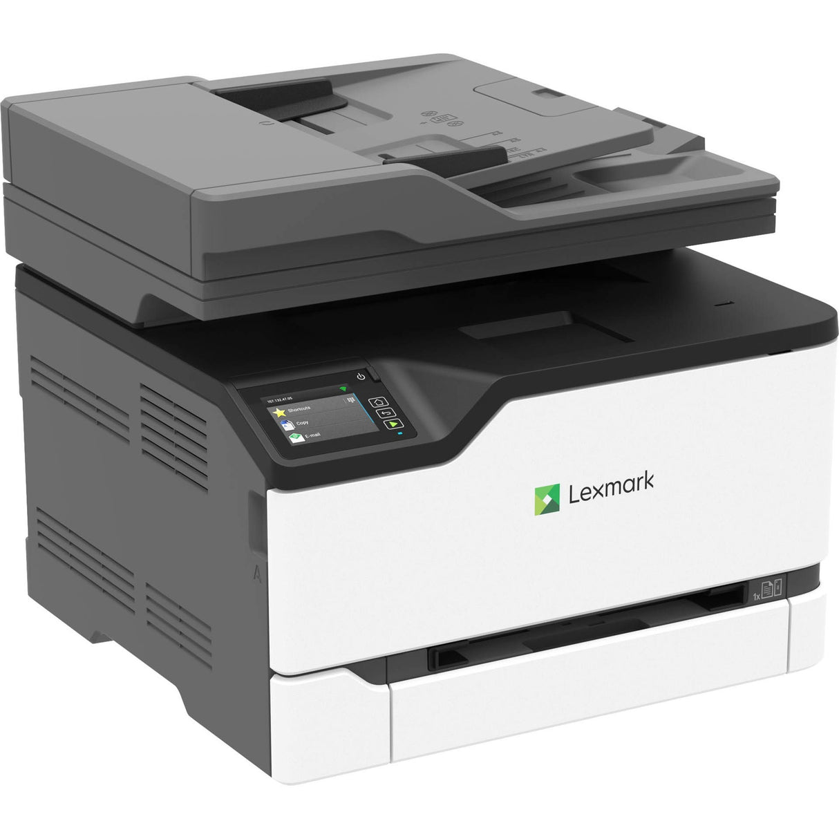 Lexmark CX431adw Laser Multifunction Printer-Color-Copier/Fax/Scanner-26 ppm Mono/26 ppm Color Print-2400x600 dpi Print-Automatic Duplex Print-75000 Pages-251 sheets Input-600 dpi Optical Scan-Color Fax-Wireless LAN — 40N9370