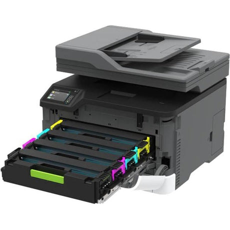 Lexmark CX431adw Laser Multifunction Printer-Color-Copier/Fax/Scanner-26 ppm Mono/26 ppm Color Print-2400x600 dpi Print-Automatic Duplex Print-75000 Pages-251 sheets Input-600 dpi Optical Scan-Color Fax-Wireless LAN — 40N9370