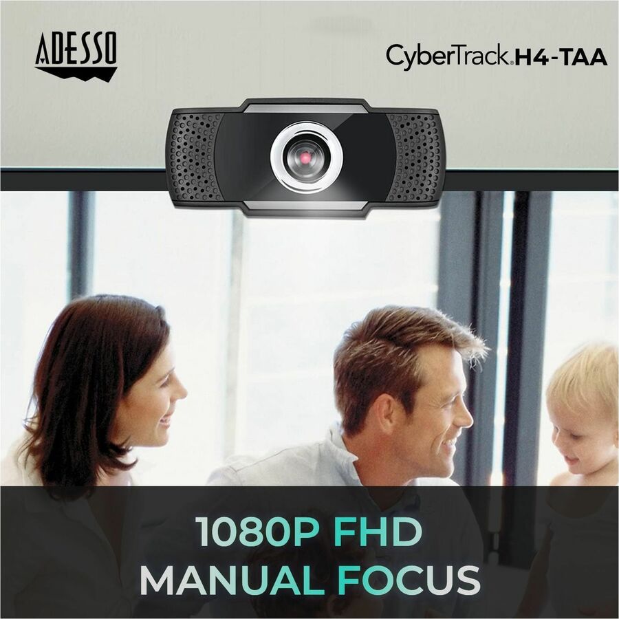 Adesso 1080P HD USB Webcam with Built-in Microphone TAA Compliant — Cybertrack H4-TAA