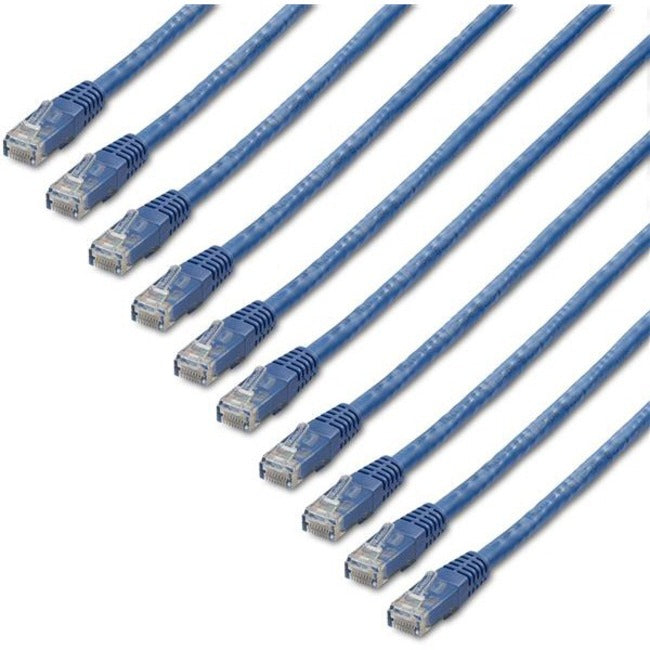 StarTech.com 1 ft. CAT6 Ethernet cable - 10 Pack - ETL Verified - Blue CAT6 Patch Cord - Molded RJ45 Connectors - 24 AWG - UTP — C6PATCH1BL10PK