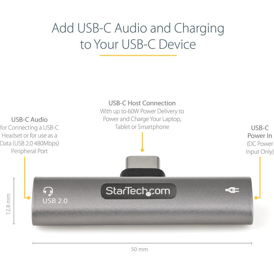 StarTech.com USB C Audio & Charge Adapter, USB-C Audio Adapter, USB C Audio Headset Port and USB Type-C PD Charger, For USB-C Phone/Tablet — CDP2CAPDM