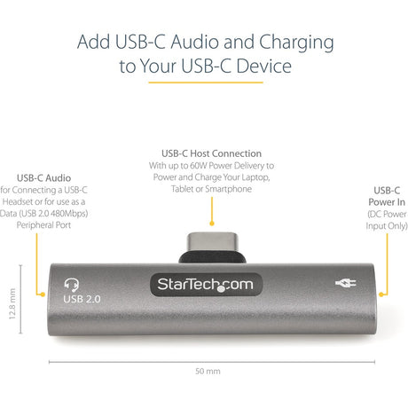 StarTech.com USB C Audio & Charge Adapter, USB-C Audio Adapter, USB C Audio Headset Port and USB Type-C PD Charger, For USB-C Phone/Tablet — CDP2CAPDM