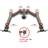 SIIG Dual Arm Pole Multi-Angle Replaceable Articulating Monitor Desk Mount - 14" to 30" - Max Load 17.6lbs each - Expandable Slide Rails Design - up to 4 monitors — CE-MT3E11-S1
