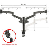 SIIG Dual Arm Pole Multi-Angle Replaceable Articulating Monitor Desk Mount - 14" to 30" - Max Load 17.6lbs each - Expandable Slide Rails Design - up to 4 monitors — CE-MT3E11-S1