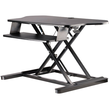 StarTech.com Corner Sit Stand Desk Converter with Keyboard Tray, Large Surface 35"x21" , Height Adjustable Ergonomic Tabletop Standing Desk — ARMSTSCORNR