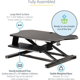 StarTech.com Corner Sit Stand Desk Converter with Keyboard Tray, Large Surface 35"x21" , Height Adjustable Ergonomic Tabletop Standing Desk — ARMSTSCORNR