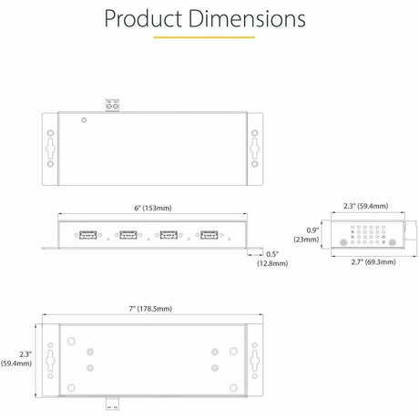 StarTech.com 4-Port Industrial USB 3.0 5Gbps Hub, Rugged USB Hub w/ ESD & Surge Protection, DIN/Wall/Desk Mountable, USB-A Expansion Hub — 5G4AINDNP-USB-A-HUB