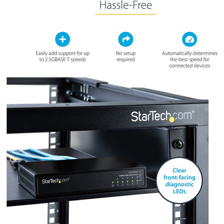 StarTech.com Unmanaged 2.5G Switch, 5 Port 2.5GBASE-T Unmanaged Ethernet Switch, Din Rail | Wall Mount, Multi-Gigabit, Auto-MDIX, 9K Jumbo — DS52000