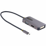 StarTech.com USB C Video Adapter, USB C to HDMI DVI VGA Adapter, 4K 60Hz, Aluminum, Video Display Adapter, USB Type C Travel Adapter — 118-USBC-HDMI-VGADVI