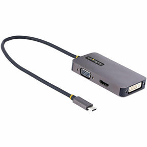 StarTech.com USB C Video Adapter, USB C to HDMI DVI VGA Adapter, 4K 60Hz, Aluminum, Video Display Adapter, USB Type C Travel Adapter — 118-USBC-HDMI-VGADVI