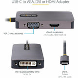 StarTech.com USB C Video Adapter, USB C to HDMI DVI VGA Adapter, 4K 60Hz, Aluminum, Video Display Adapter, USB Type C Travel Adapter — 118-USBC-HDMI-VGADVI