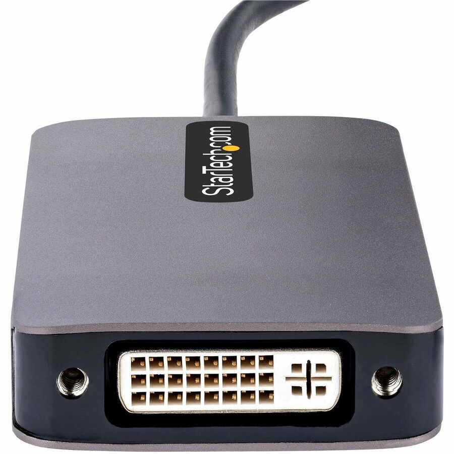 StarTech.com USB C Video Adapter, USB C to HDMI DVI VGA Adapter, 4K 60Hz, Aluminum, Video Display Adapter, USB Type C Travel Adapter — 118-USBC-HDMI-VGADVI
