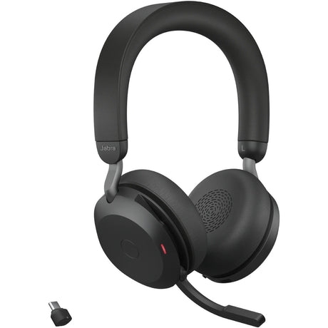 Jabra Evolve2 75 Wireless On-ear Stereo Headset - USB-C - Unified Communication - With Charging Stand - Black - Binaural - Ear-cup - 3000 cm - Bluetooth - 20 Hz to 20 kHz - MEMS Technology Microphone - Noise Cancelling — 27599-989-889