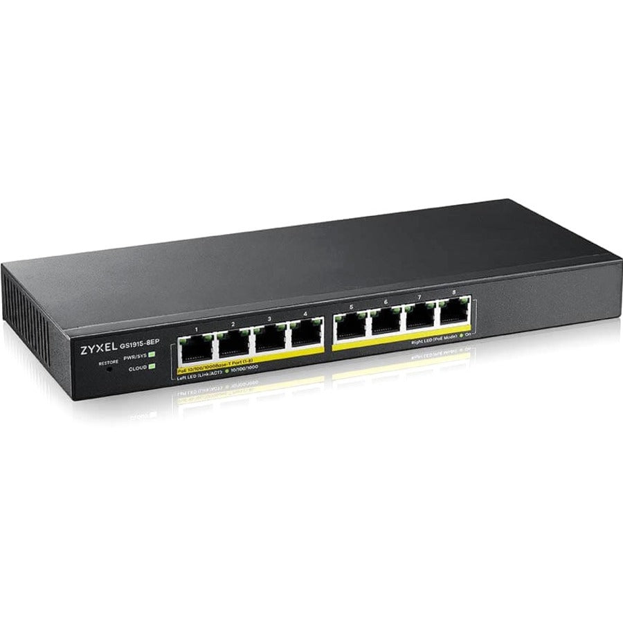ZYXEL GS1915-8EP 8-Port Gigabit Smart Nebula Cloud Managed PoE Switch | 8 PoE+ Ports at 60W — GS1915-8EP