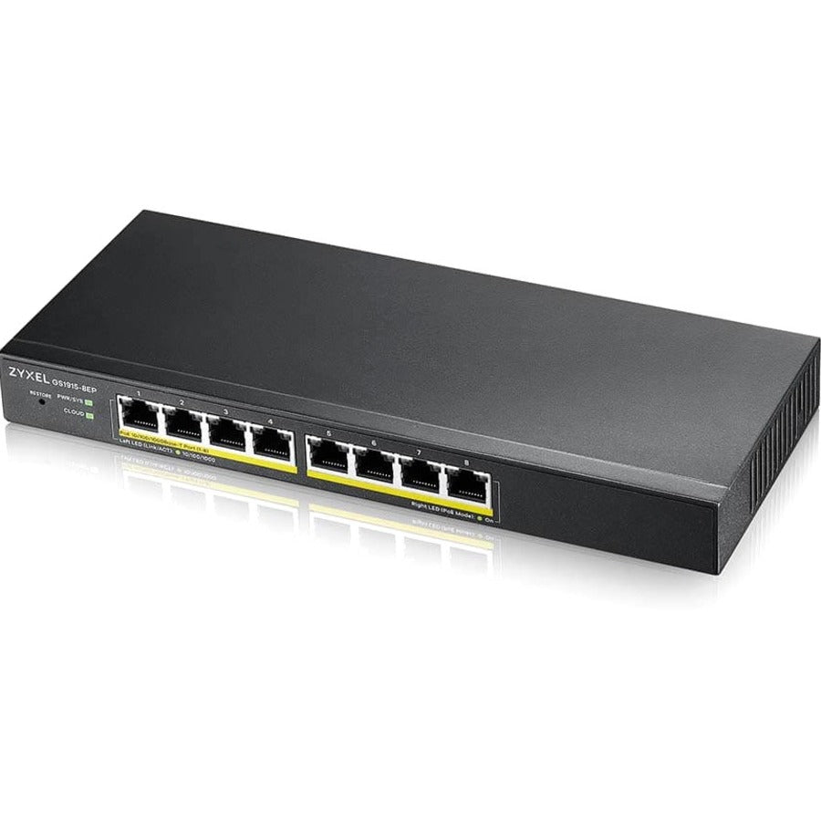 ZYXEL GS1915-8EP 8-Port Gigabit Smart Nebula Cloud Managed PoE Switch | 8 PoE+ Ports at 60W — GS1915-8EP