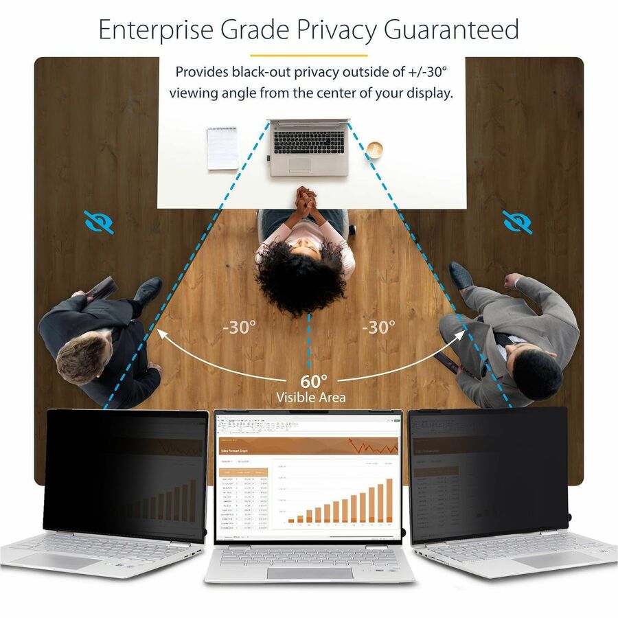 StarTech.com 14-inch 16:10 Flip-Over Privacy Screen w/Touch, Anti-Glare Privacy Filter, Laptop Monitor Screen Protector, Blue Light Filter — 14LT6-PRIVACY-SCREEN