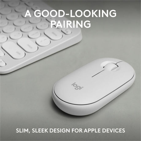 Logitech Pebble 2 Combo for Mac, Wireless Keyboard and Mouse, Slim, Quiet and Portable, Tonal White — 920-012201