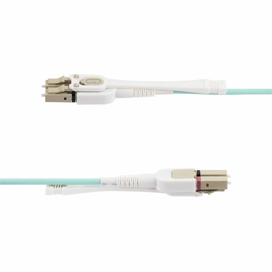 StarTech.com 5m (16.4ft) LC (UPC) OM4 Multimode Fiber Optic Cable w/Push Pull Tabs, 50/125&micro;m, 100G, Low Insertion Loss, LSZH Jumper Cord — 450FBLCLC5PP