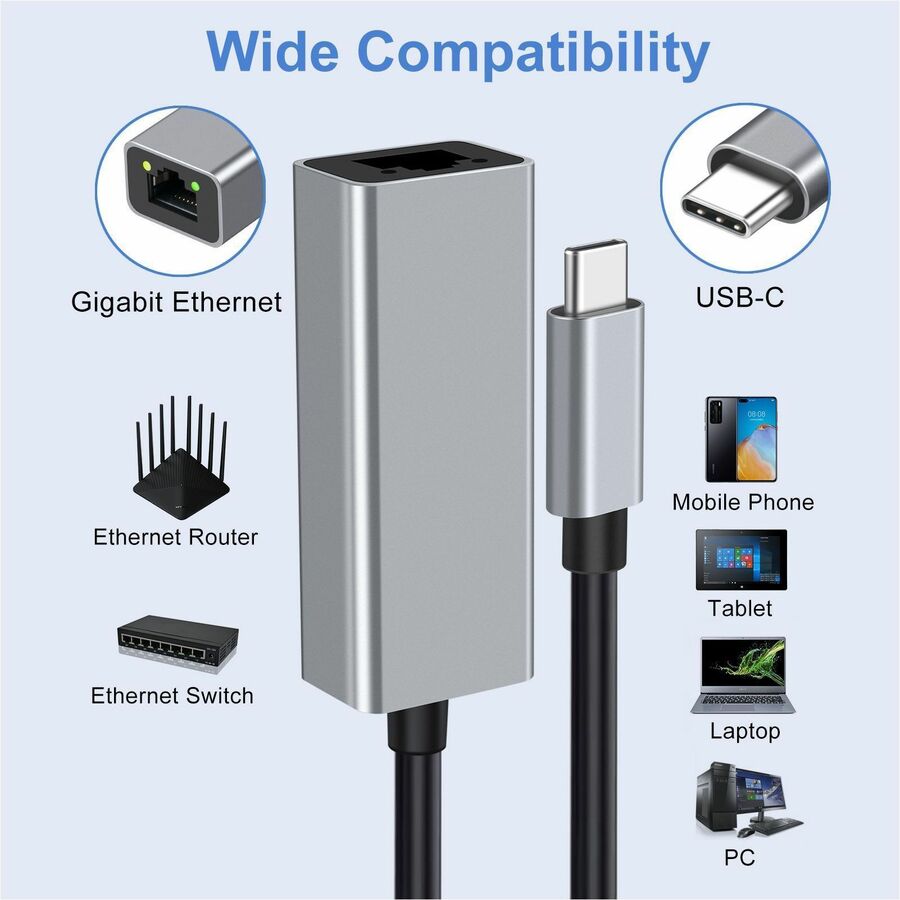 Adesso USB-C to Ethernet Network Adapter (TAA Compliant) — AUH-5000