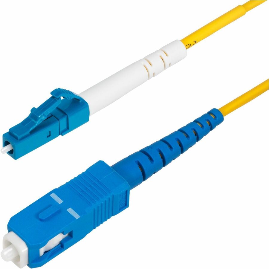 StarTech.com 2m (6.6ft) LC to SC (UPC) OS2 Single Mode Simplex Fiber Optic Cable, 9/125, 40G/100G, Low Insertion Loss, LSZH Jumper Cord — SPSMLCSC-OS2-2M