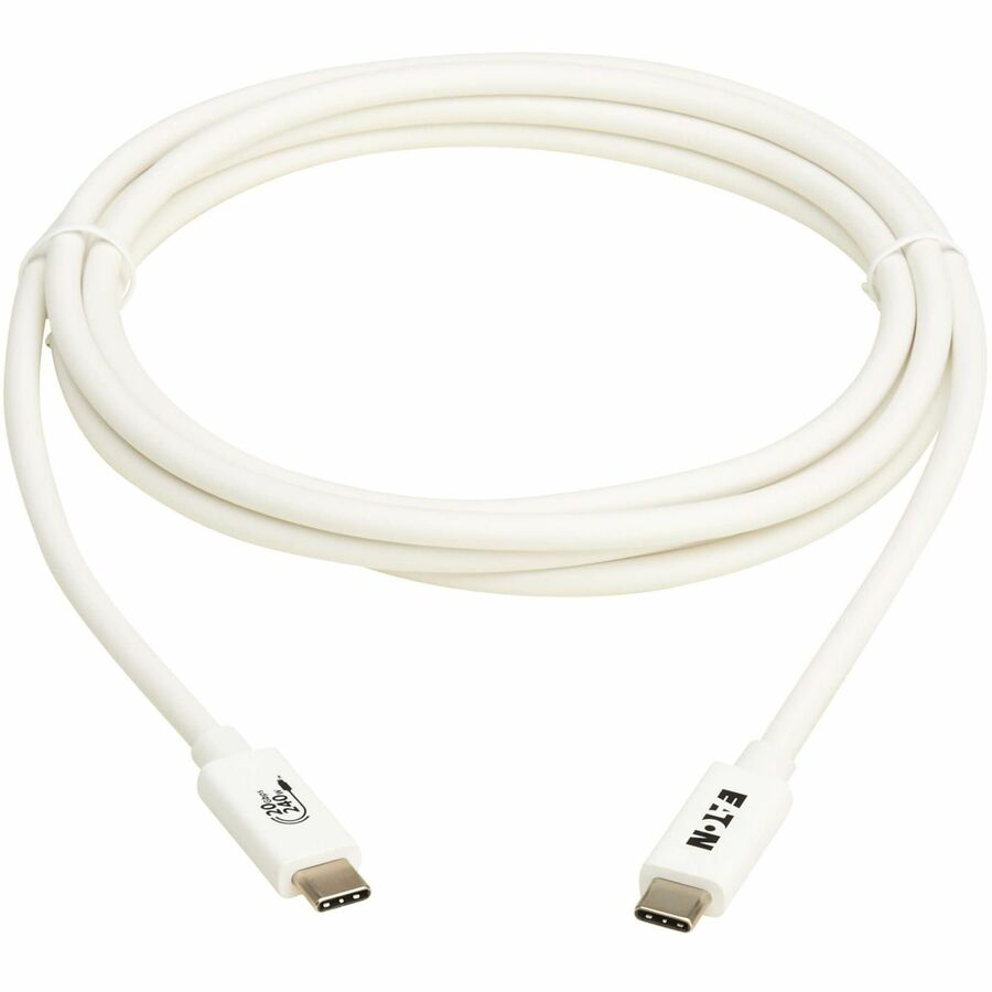 Eaton Tripp Lite Series USB4 20Gbps Cable (M/M) - USB-C, 4K 60 Hz, 240W PD Charging, White, 2 m (6.6 ft.) — U521-1P0M-WH20G
