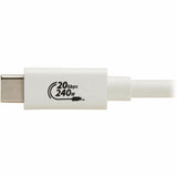 Eaton Tripp Lite Series USB4 20Gbps Cable (M/M) - USB-C, 4K 60 Hz, 240W PD Charging, White, 2 m (6.6 ft.) — U521-1P0M-WH20G