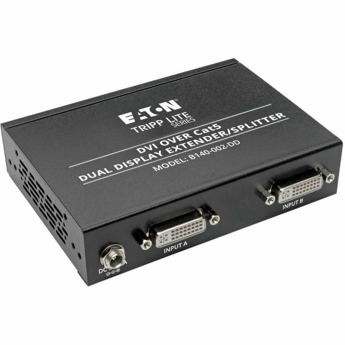Eaton Tripp Lite Series 2-Port DVI over Cat5/6 Splitter/Extender, Box-Style Transmitter for Video, Dual-Display DVI-D, 200 ft. (60 m), TAA — B140-002-DD