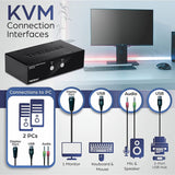 TRENDnet 2-Port DisplayPort KVM Switch, DisplayPort 1.2 KVM, Connect and Control Two Computers, Supports 4K UHD Resolution, 3840 x 2160 at 60Hz, 2-Port USB 2.0 Hub, Black, TK-241DP