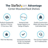 StarTech.com 2U Vented Server Rack Shelf - Center Mount Fixed 20" Deep Cantilever Rackmount Tray for 19" Data/AV/Network w/Cage Nuts — SHELF-2U-20-CENTER-V