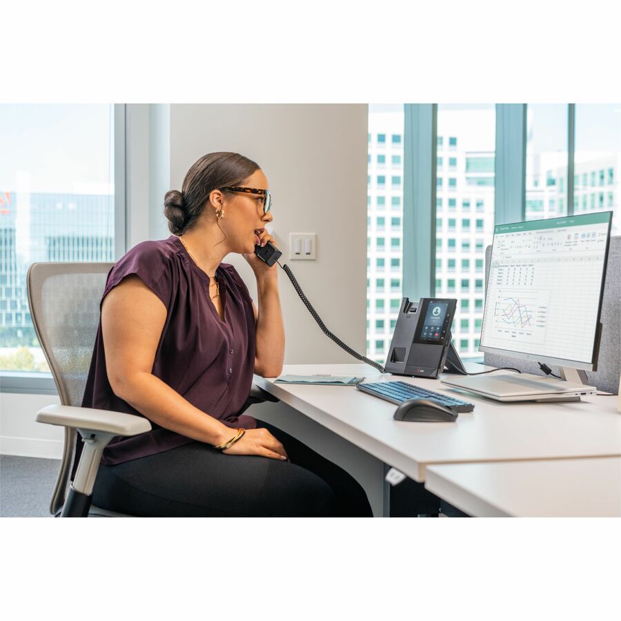 Poly CCX 505 IP Phone - Corded - Corded/Cordless - Wi-Fi, Bluetooth - Desktop, Wall Mountable - Black — 82Z79AA