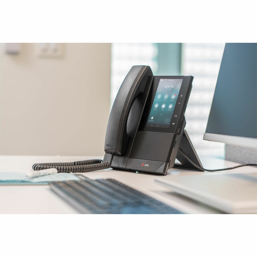 Poly CCX 505 IP Phone - Corded - Corded/Cordless - Wi-Fi, Bluetooth - Desktop, Wall Mountable - Black — 82Z79AA