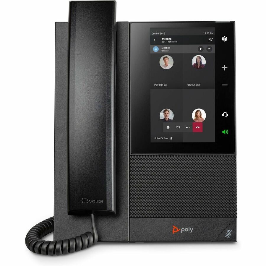 Poly CCX 505 IP Phone - Corded - Corded/Cordless - Wi-Fi, Bluetooth - Desktop, Wall Mountable - Black — 82Z79AA