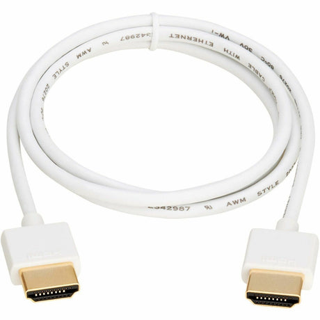 Eaton Tripp Lite Series Slim High-Speed HDMI Cable with Ethernet and Digital Video with Audio, UHD 4K 60 Hz (M/M), White, 3 ft. (0.9 m) — P569-003-SLIM-W